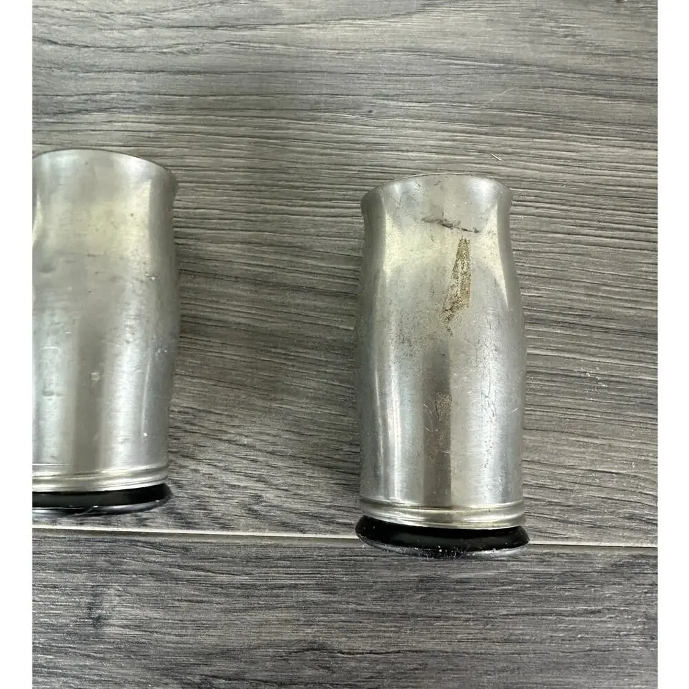 Silver Metal Salt & Pepper Shakers with Screw In Black Plastic Cylinder Insert